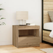 Comodino  con luci LED Rovere Artigianale 50x40x45 cm