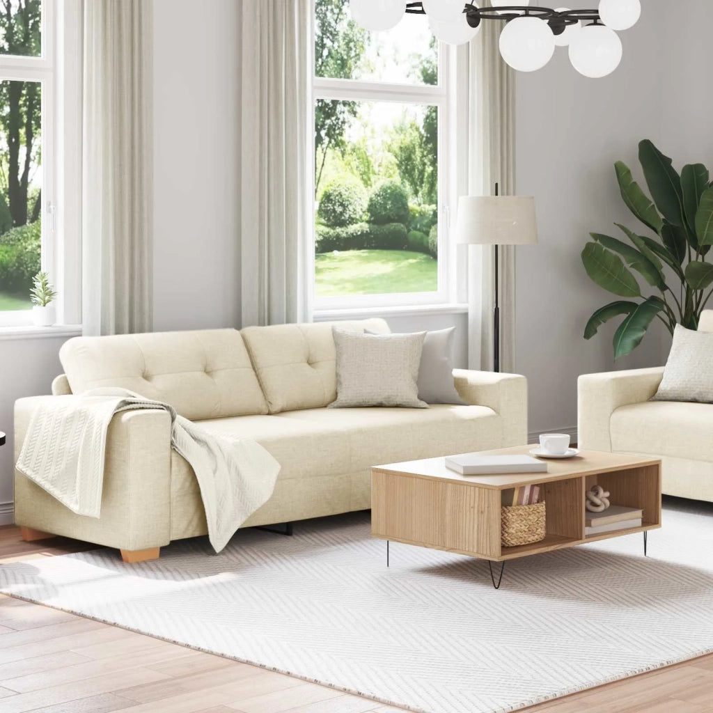 Divano 2 pcs Beige 221 x 80 x 80 cm Tessuto misto lino 3324687