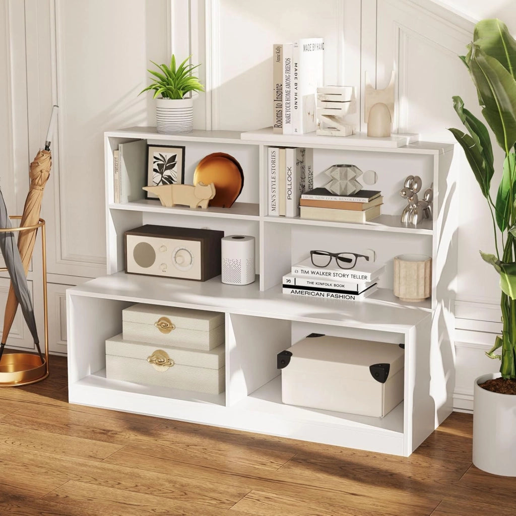 Scarpiera con Seduta, Mobile d'Ingresso 2 in 1 con Kit Antiribaltamento, Panchina per Cambio Scarpe, Stile Moderno Organizzatore a 6 Cubi per Ingresso, Soggiorno, Corridoio, Bianco