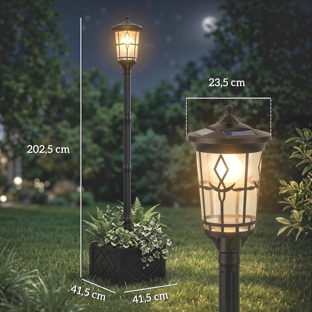 Lampada Solare da Giardino con Vaso ¨C Zephmum ¨C 2 Luci 100/50 lm IP44 Nero