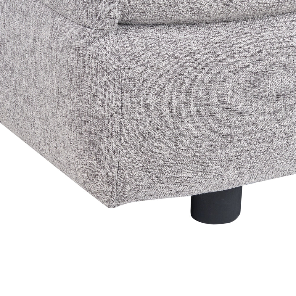 Divano imbottito a 3 posti in tessuto poliestere grigio con gambe nere braccioli stile moderno elegante