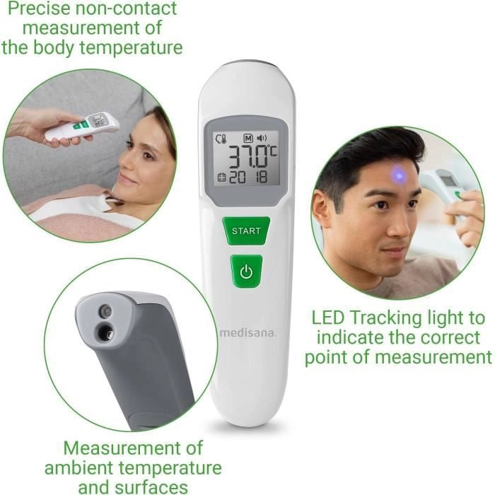 Termometro - MEDISANA - TM 760 - Senza contatto - Misurazione precisa Mirino LED - Segnale acustico - Memorie - Dispositivo medico certificato