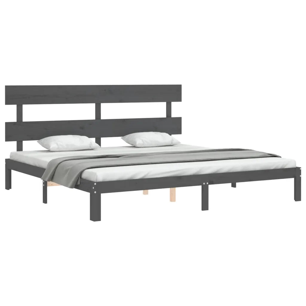 Giroletto con Testiera Grigio 200x200 cm in Legno Massello 3193553