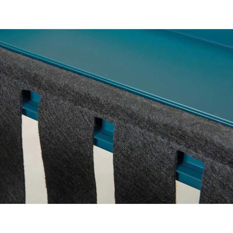 Tavolino Inter Link 35x35x40cm in metallo verniciato blu/nero con porta riviste in lana cotta