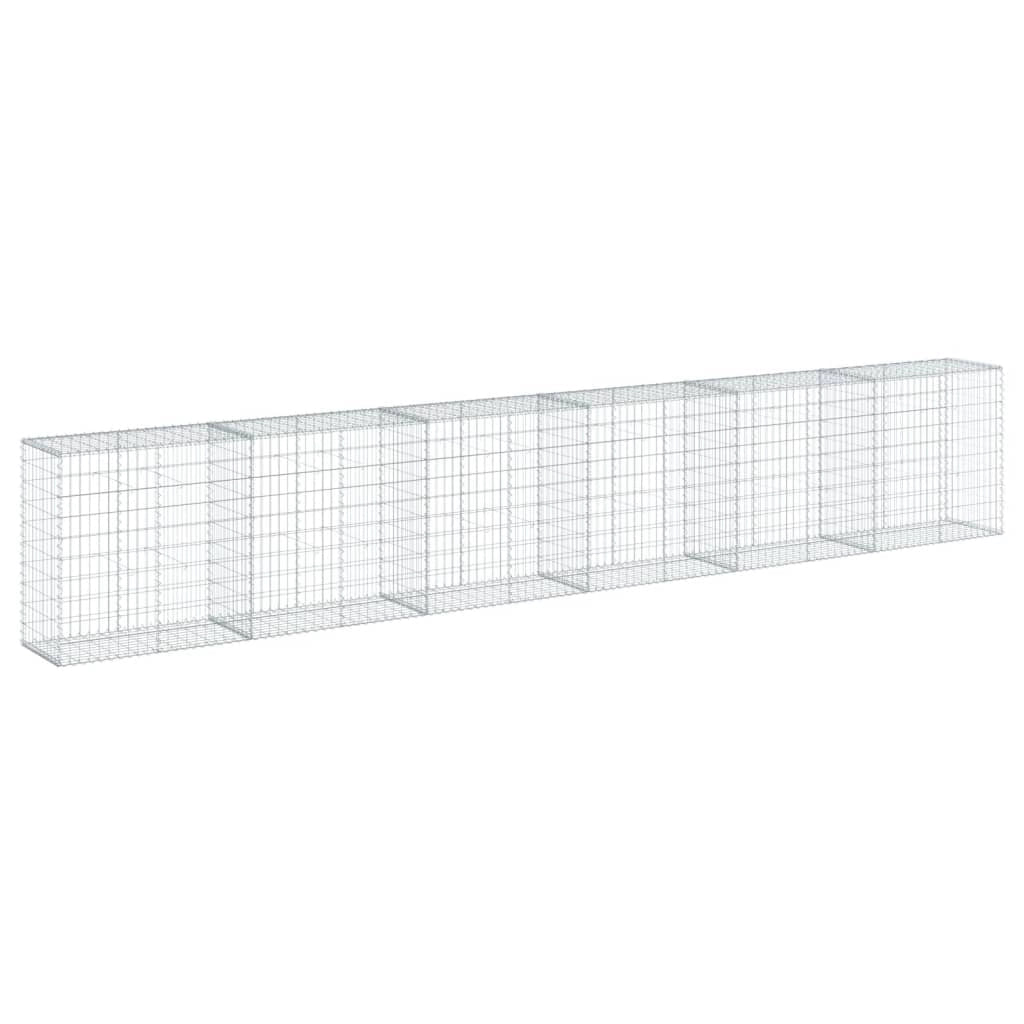 Gabbione recinto a gabbia muro di contenimento con coperchio 600 x 50 x 100 cm ferro zincato argento 02_0040183