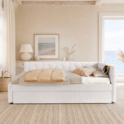 Letto singolo 90x200 cm con letto estraibile, USB e luce