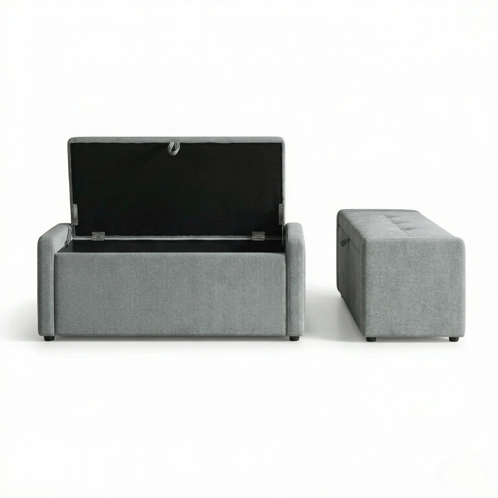 PANCA Contenitore 122x48x44 cm Grigio in Lino