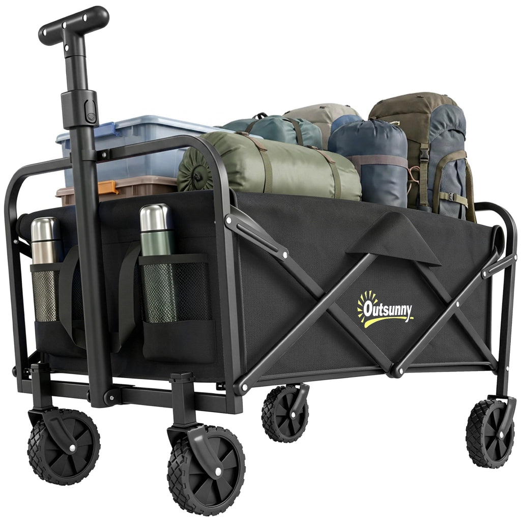 Carrello da Giardino Pleghevole con Ruote ¨C zephmum ¨C 64x42x27 cm Nero