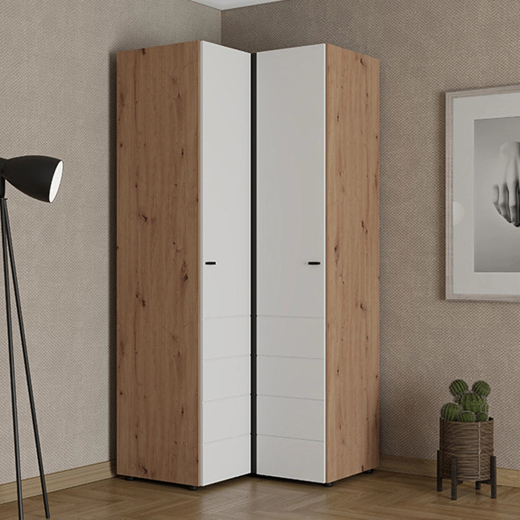 Armadio Camera da Letto Tavole, Guardaroba 2 Ante 4 Ripiani, 95x208h cm Bianco Opaco
