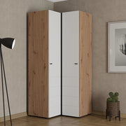 Armadio Camera da Letto Tavole, Guardaroba 2 Ante 4 Ripiani, 95x208h cm Bianco Opaco