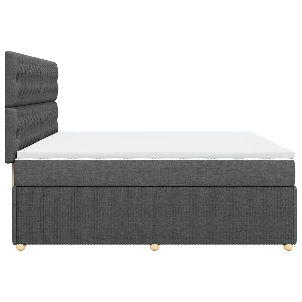 Giroletto a Molle con Materasso Grigio Scuro 200x200 cm Tessuto