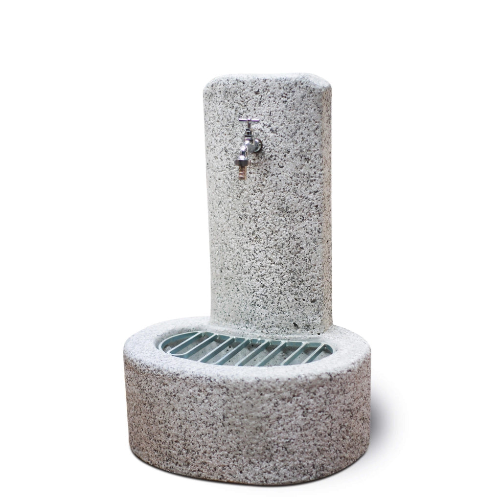 Fontana da Giardino Senza Rubinetto in Cemento Granulato di Marmo Biella Bianco/Nero