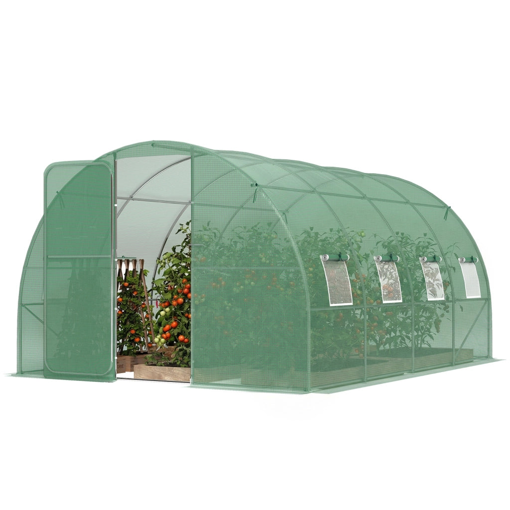 Serra Tunnel da Giardino 12m2 ¨C Xylo ¨C 295x400x200cm Verde con Porta e 8 Finestre