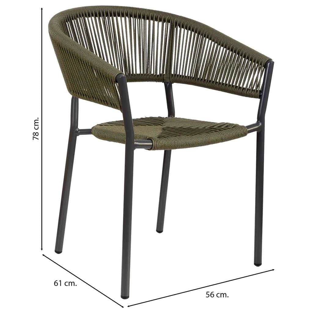 Sedia in rattan sintetico verde 56x61x78