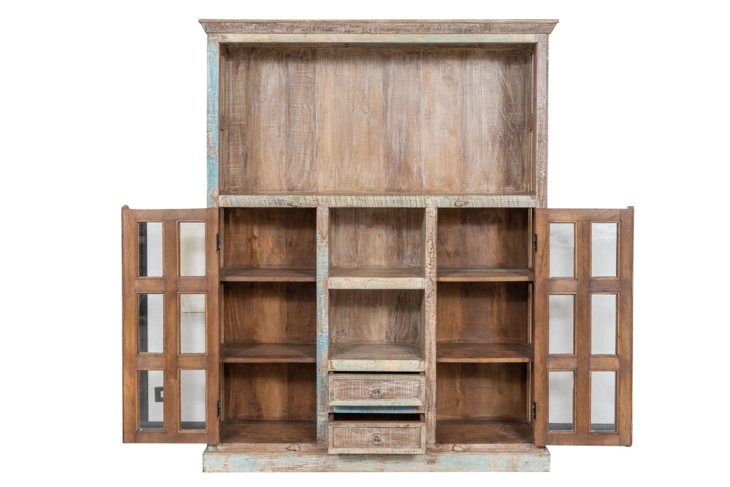 Biscottini Libreria in legno massiccio riciclato finitura anticata realizzata massello