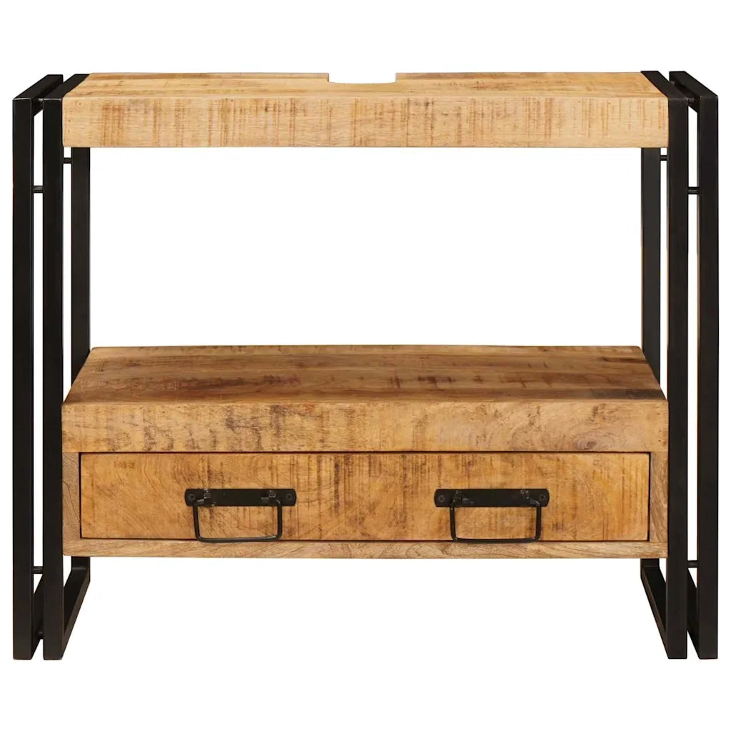 Mobile sottolavabo con cassetto-Armadietto da bagno Legno massello di mango e ferro