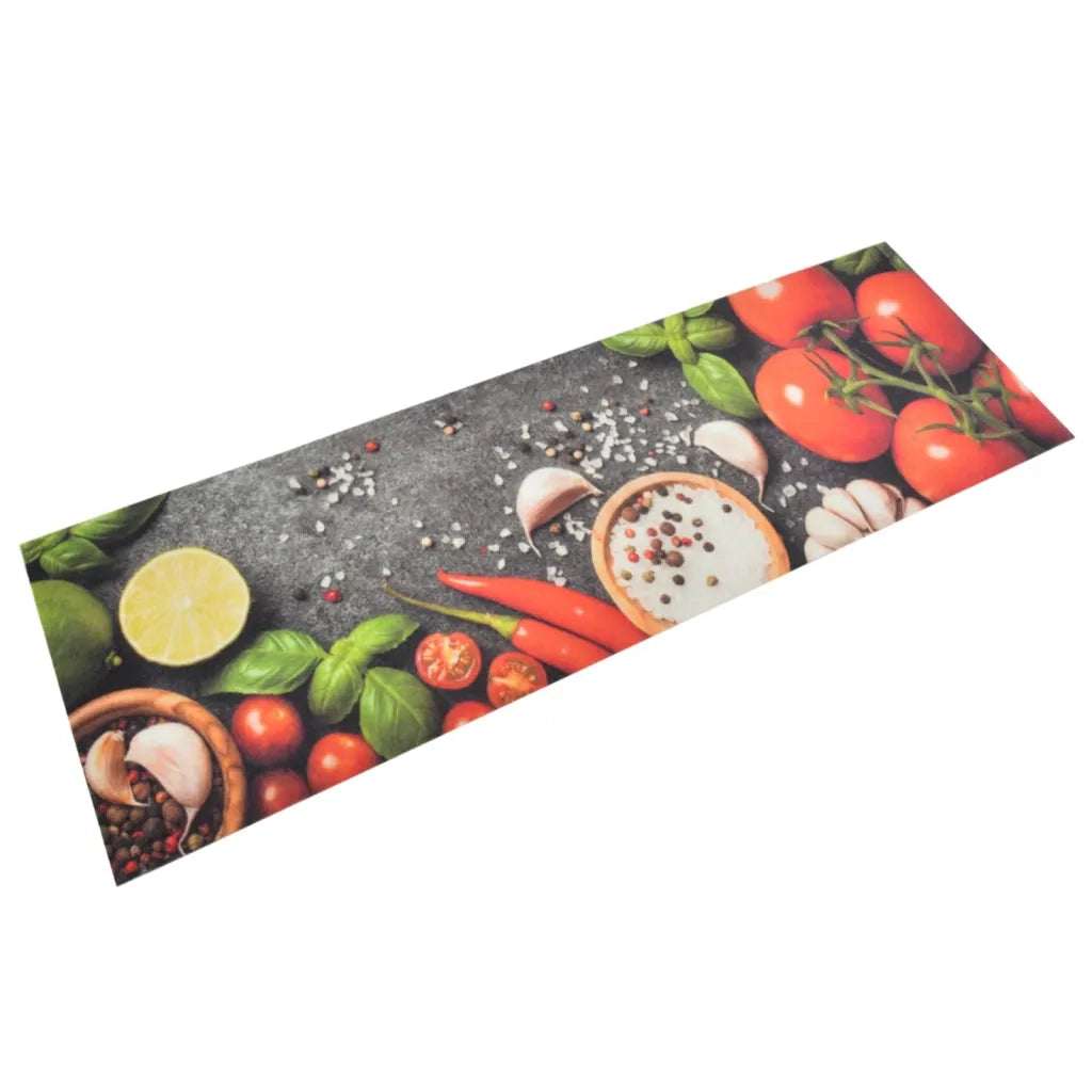 Tappetino da cucina lavabile con stampa di verdure flessibile antiscivolo 60 x 180 cm velluto verde 02_0046030