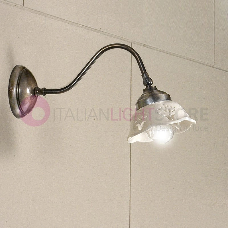 RIPARBELLA Applique a Braccio Ottone Ceramica Rustico Country