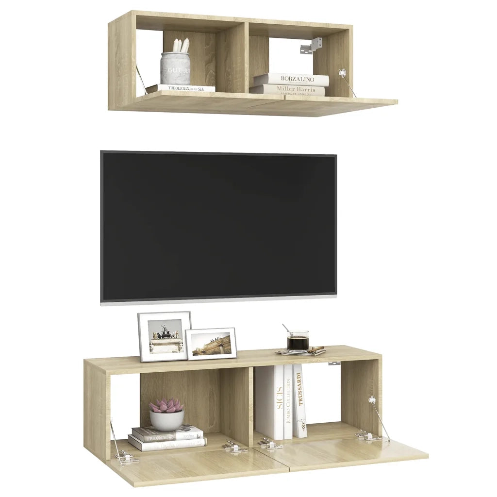 Set di Mobili Porta TV 2 pz | Armadietto TV | Mobile Porta TV Rovere Sonoma in Legno Multistrato