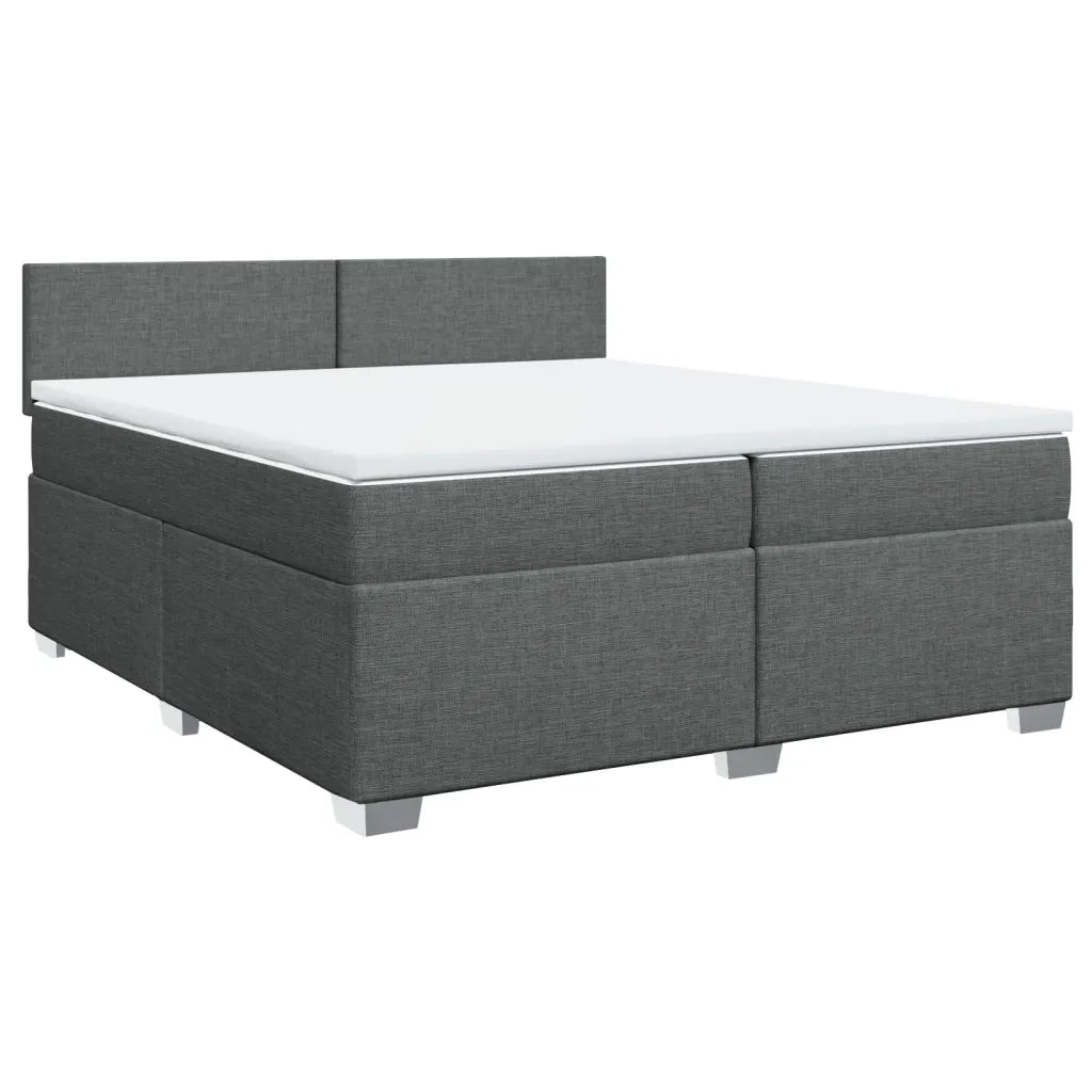 Giroletto a Molle con Materasso Grigio Scuro 200x200 cm Tessuto