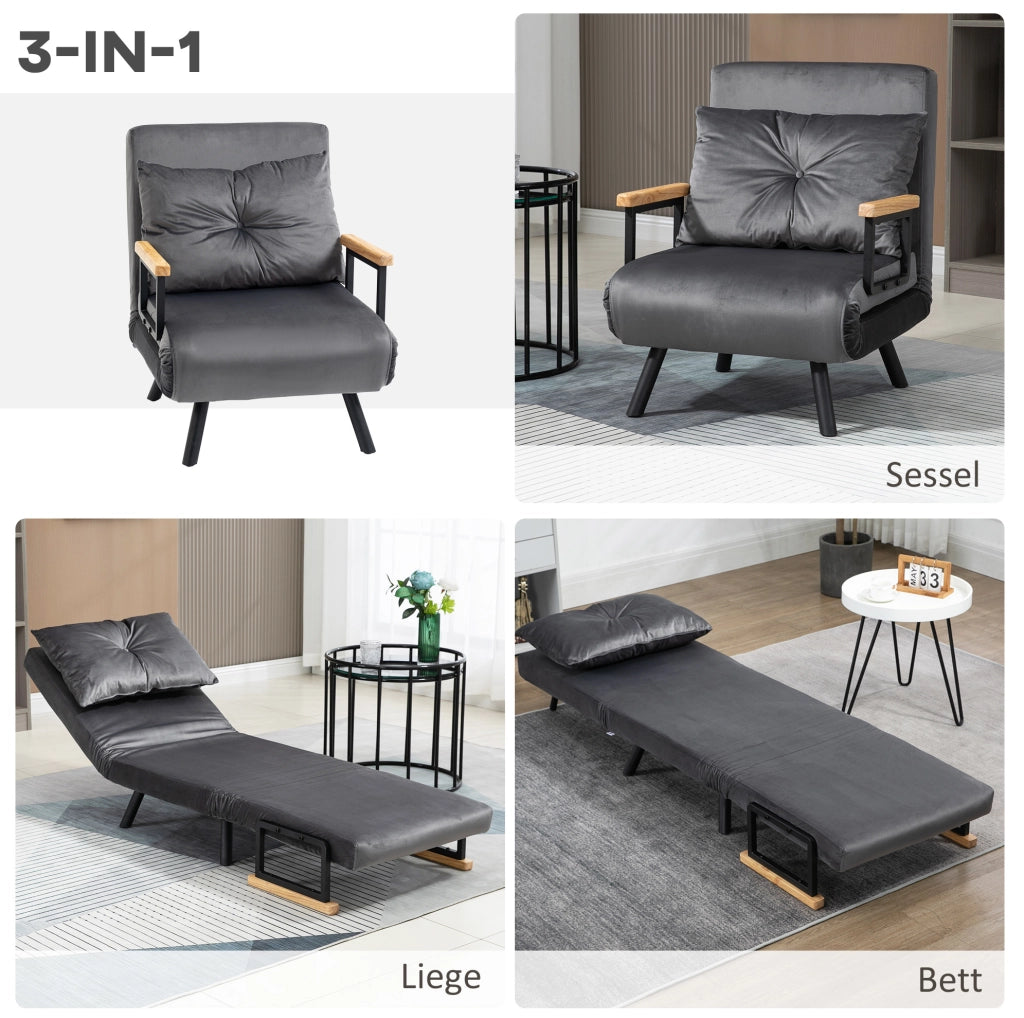 Poltrona letto reclinabile grigio scuro