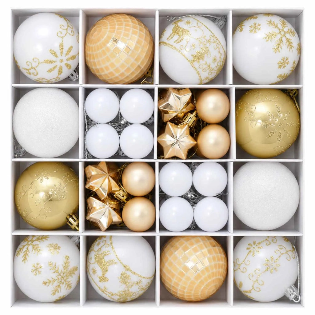 Set di Palline di Natale 88 pz Oro e bianco Ø 6 cm Plastica 42053198