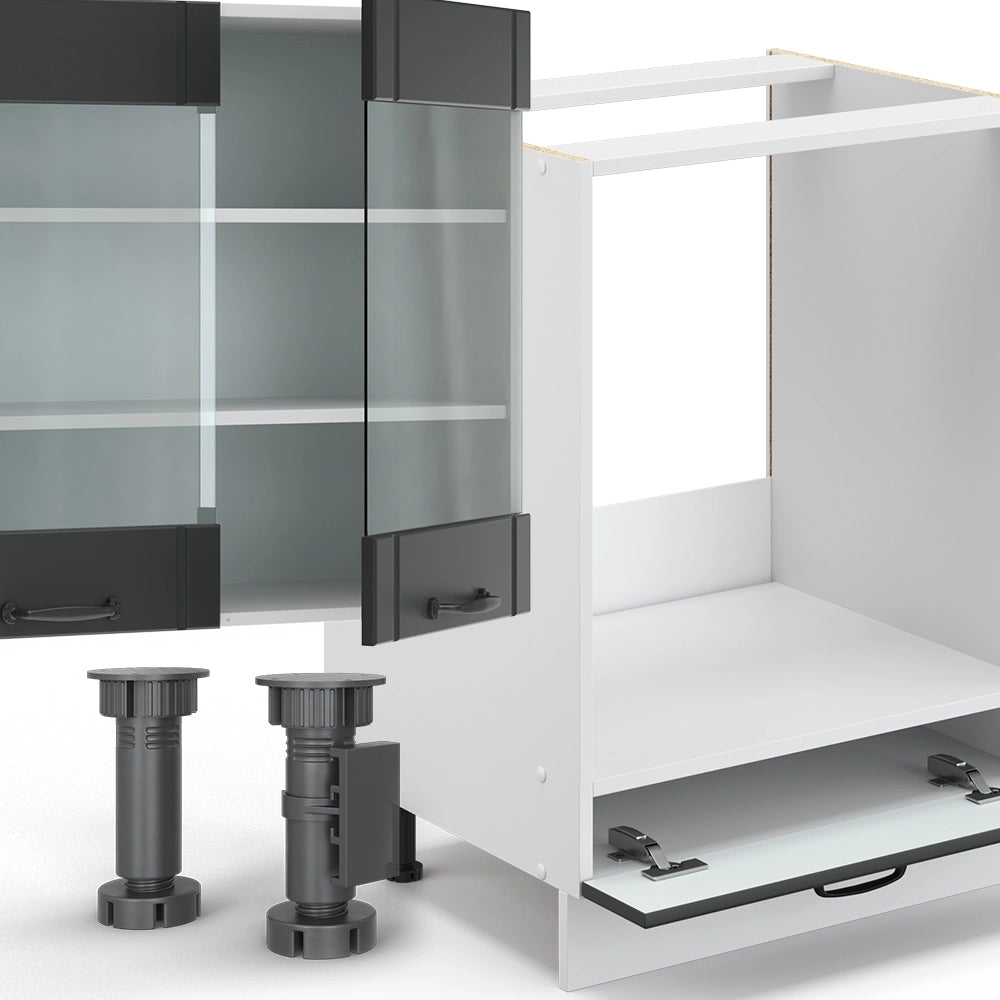 Cucina componibile Fame-Line Antracite rustico/Bianco 355 cm, PL Marmo Vicco