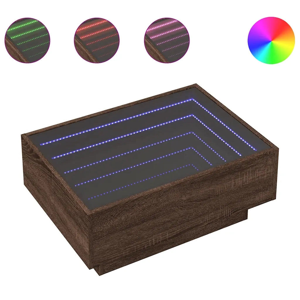 vidaXL Tavolino Salotto con LED Rovere Marrone 70x50x30 cm Multistrato