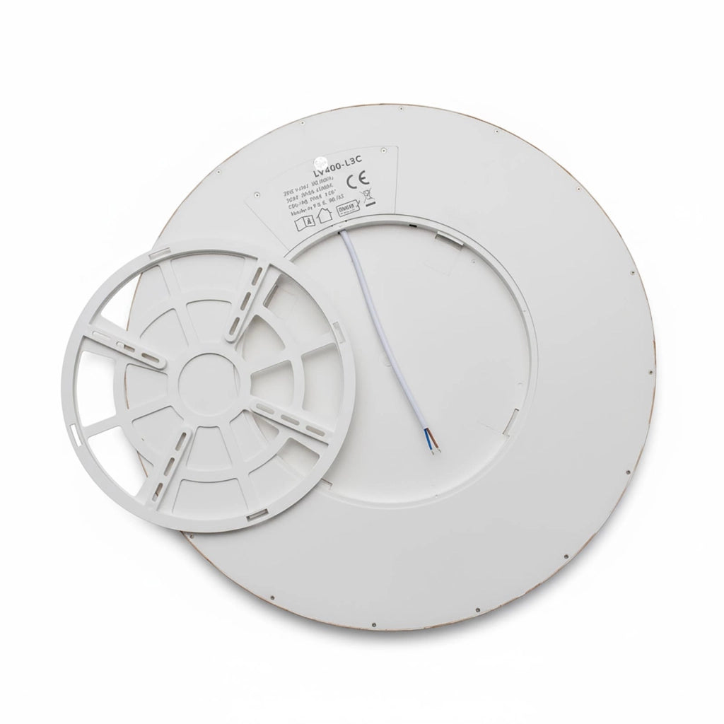 Plafoniera tonda elegante effetto legno design sottile LED 32W CCT IP40 luce soffitto cucina salone ufficio pizzeria 40cm