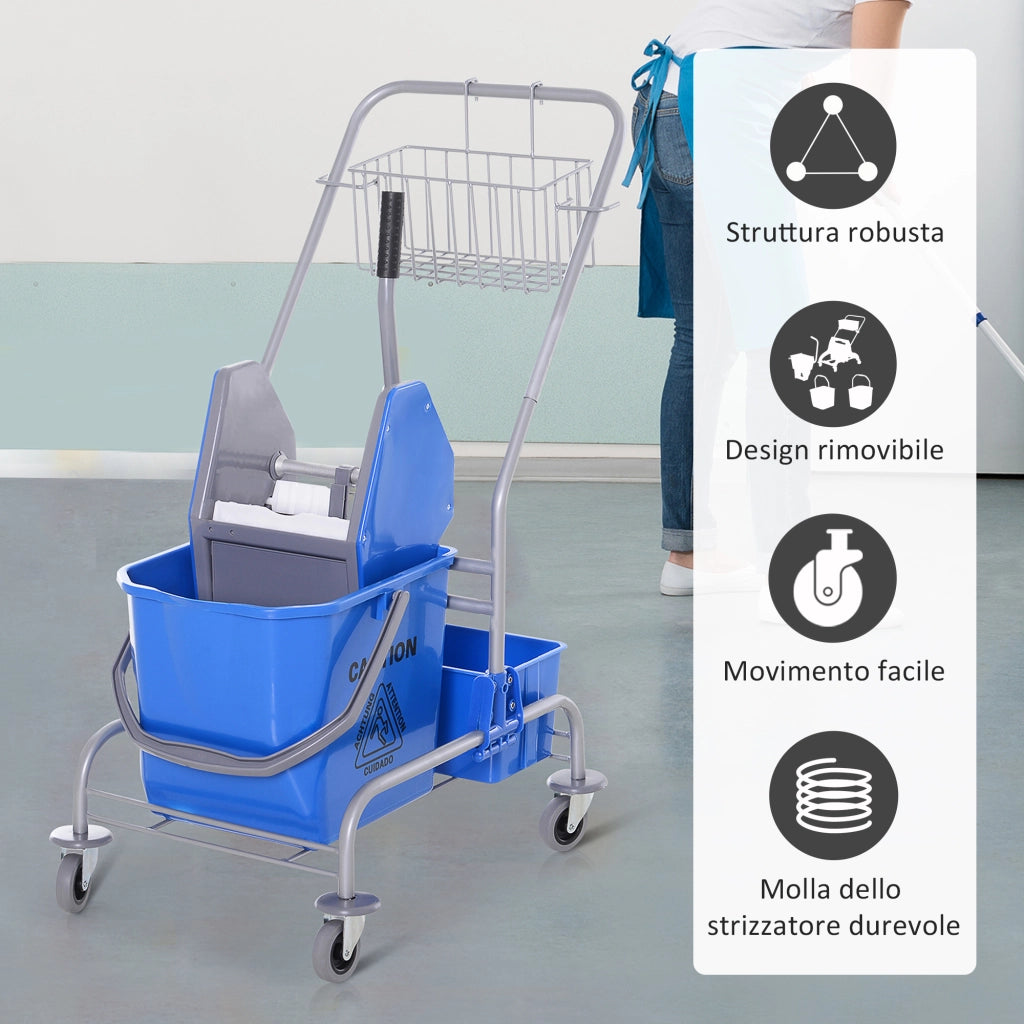 Carrello Pulizie Professionale ¨C zephmum ¨C Blu 72x49.5x95 cm