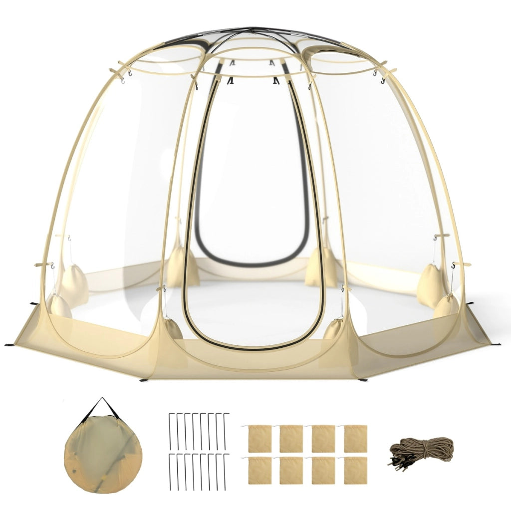 Tenda a bolle pop up da campeggio in PVC antivento e antigelo, Tenda protettiva offre una vista panoramica Trasparente-Tende