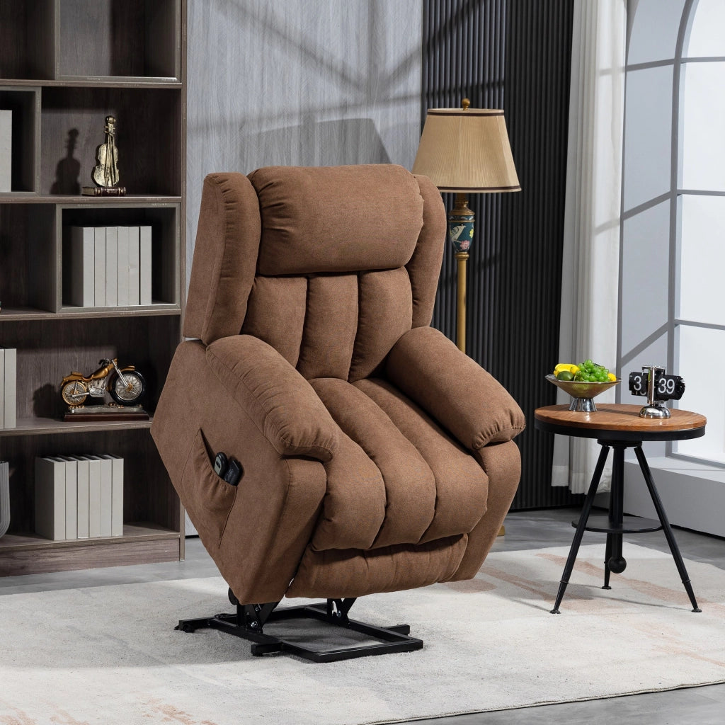 Poltrona Alzapersona Elettrica Massaggiante 91x93x103 cm in Tessuto Marrone