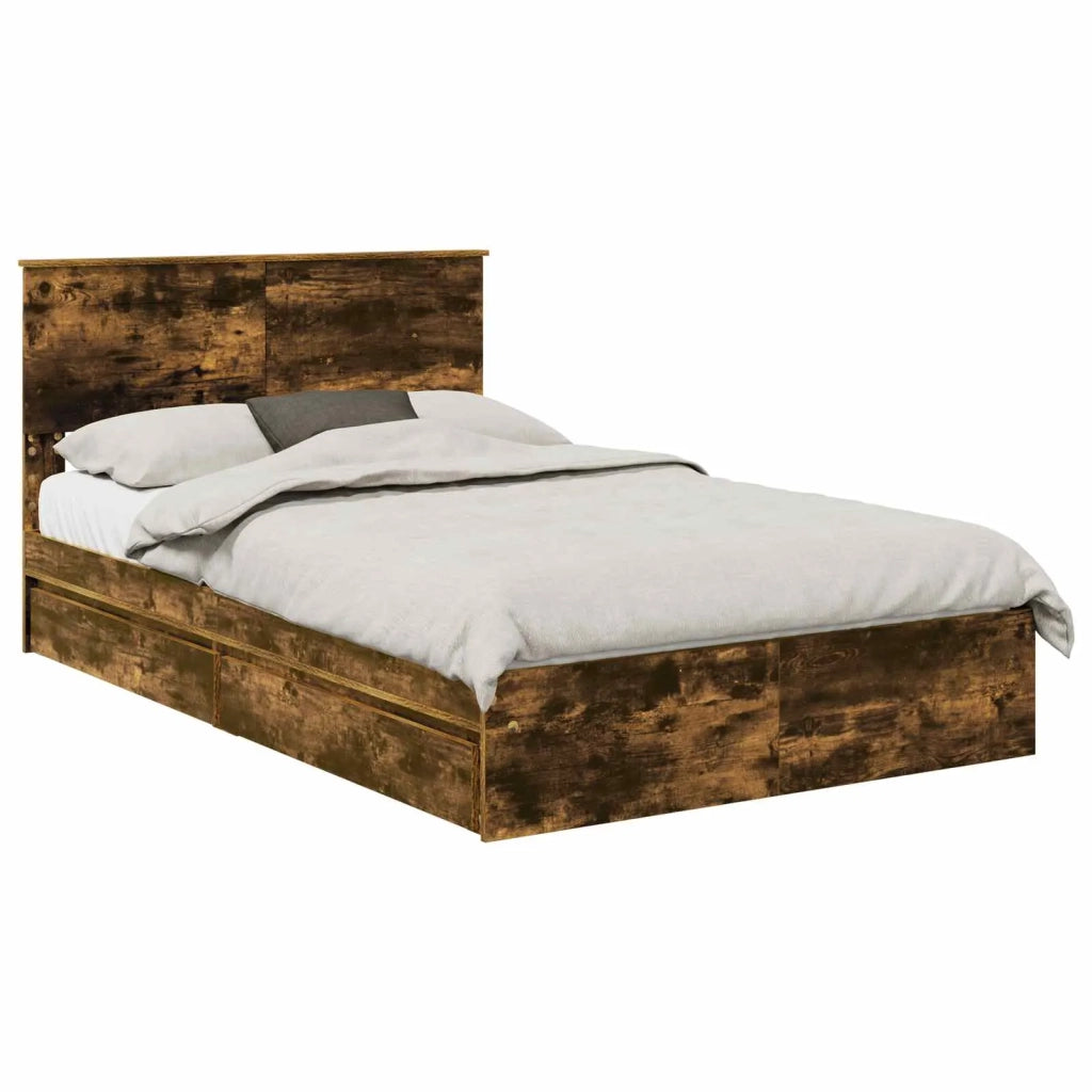 Letto con Contenitore con testiera Rovere fumé 135 x 190 cm 3408470