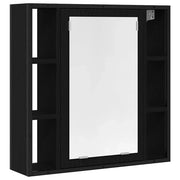 Mobiletto a specchio funzionale da parete per bagno 60 x 16 x 60 cm realizzato in legno composito di rovere nero 02_0051848