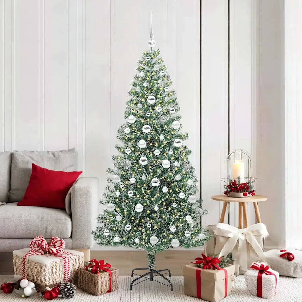 Albero di Natale Artificiale Imbiancato con Luci LED 180 cm 3396820