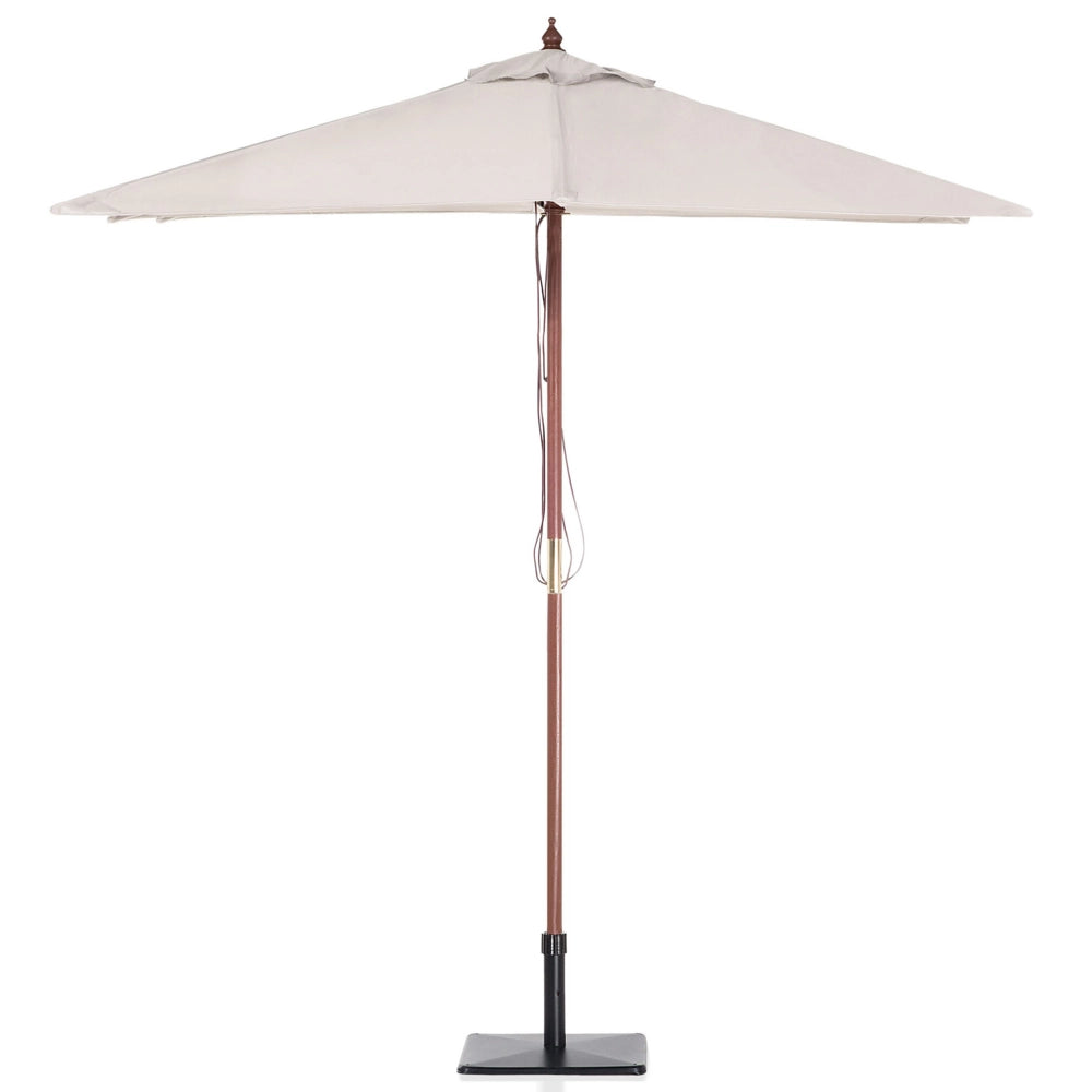 Ombrellone da giardino in tessuto beige legno di betulla 244 cm resistente agli agenti atmosferici