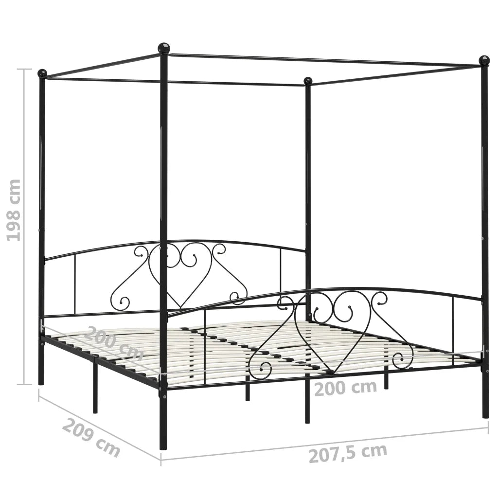 Giroletto Baldacchino senza Materasso Nero 200x200 cm Metallo 284439