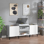 Mobile Porta Dischi Bianco Lucido 121x38x48cm Legno Multistrato 831935