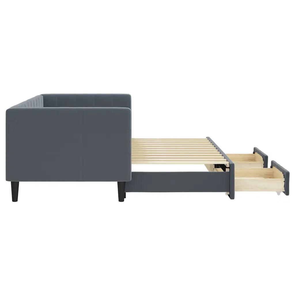 Divano Letto Estraibile Cassetti Grigio Scuro 80x200cm Velluto 3196733