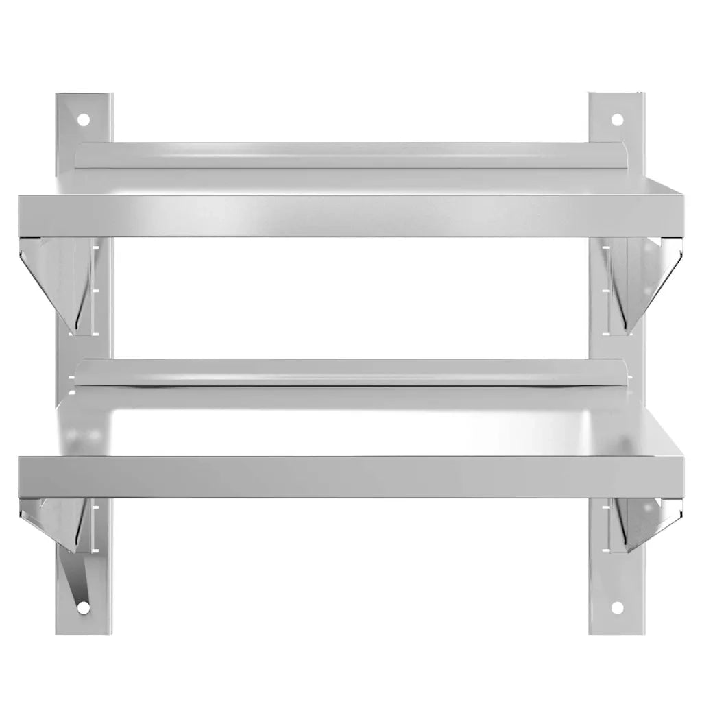 Mensola Muro 2 Ripiani 50x40x48 cm Argento Acciaio Inossidabile