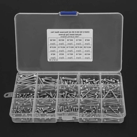 Assortimento di viti a dado M2 M2.5 M3 - Set di viti a dado in acciaio inossidabile da 300 pezzi