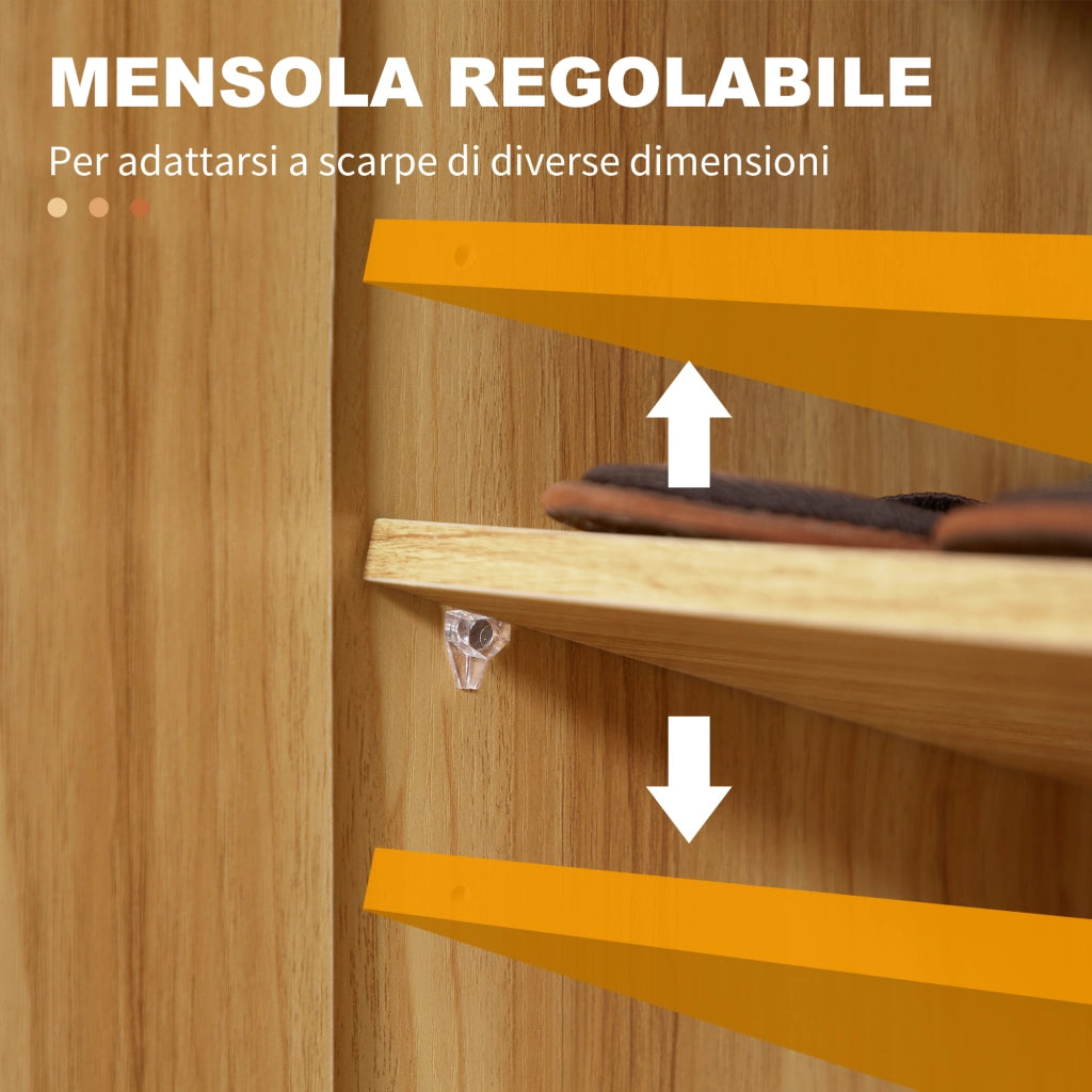 Armadio Scarpiera in Legno con 4 Ripiani Aperti ¨C zephmum ¨C Marrone Chiaro 83x30x90 cm