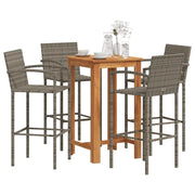 Set Bar Giardino 5pz Grigio Legno Massello Acacia e Polyrattan 3295277