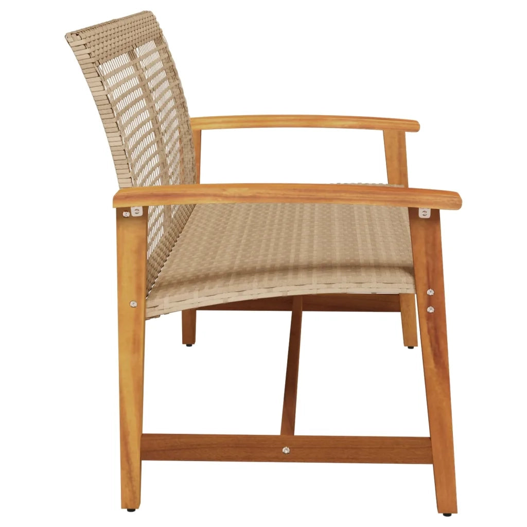 Panca da Giardino-Panca da esterno Beige 112 cm in Polyrattan e Legno di Acacia