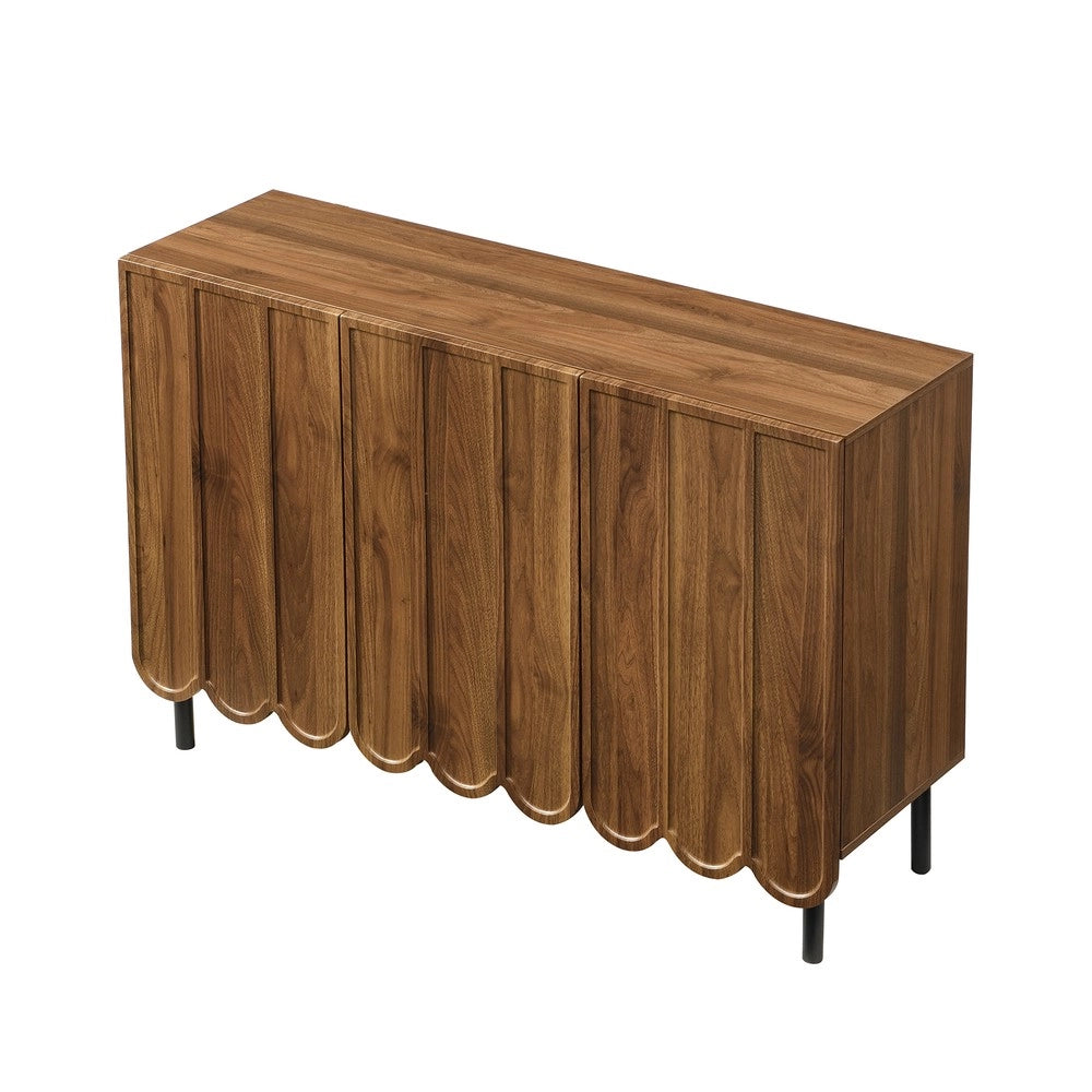 Credenza Moderna con Ante Ondulate ¨C MINIMAL ¨C Legno, Ripiani Regolabili, 120x35x80 cm
