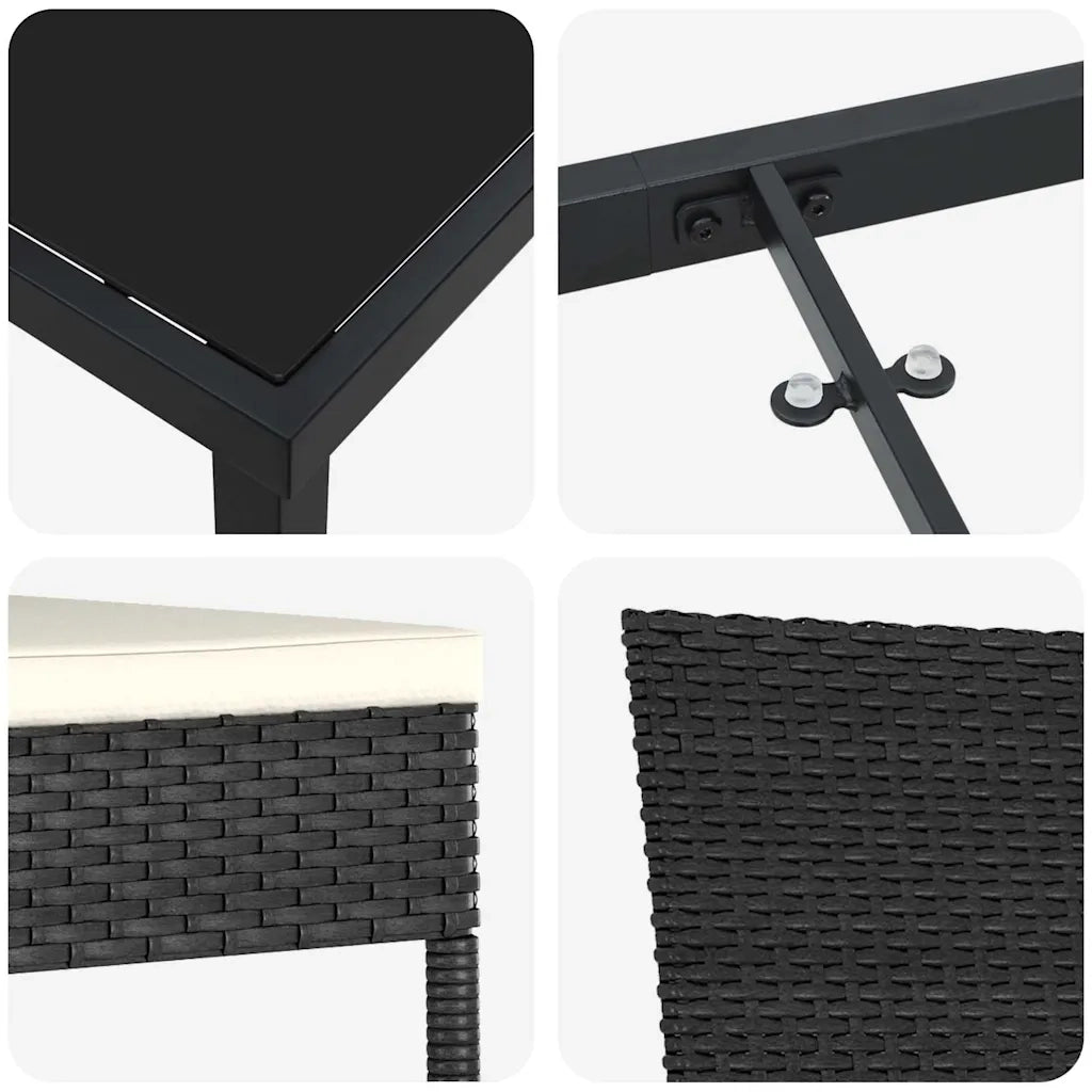 Set da Pranzo per Giardino 9 pcs Nero 3379211
