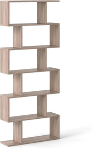 Libreria Scaffale a 6 Ripaini, a Forma di S, Portata di 120 kg, Scaffale Portaoggetti con 6 Cubi, Moderna e Salvaspazio, Arredo per Ufficio, Soggiorno, Biblioteca, 80x23x191 cm (Grigio)