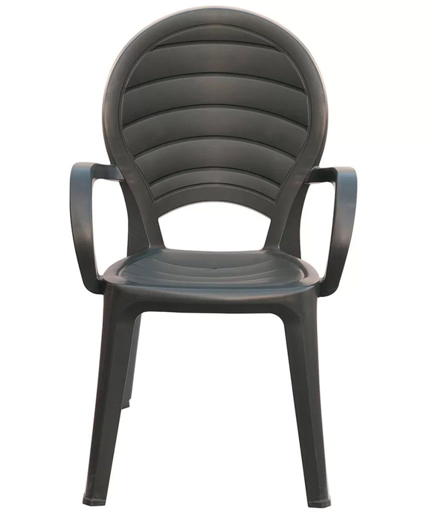 PALOMA, Set 4 Poltrone da Esterno, Polipropilene, 56×55×88 cm, Impilabili Resistenti ai Raggi UV, Antracite