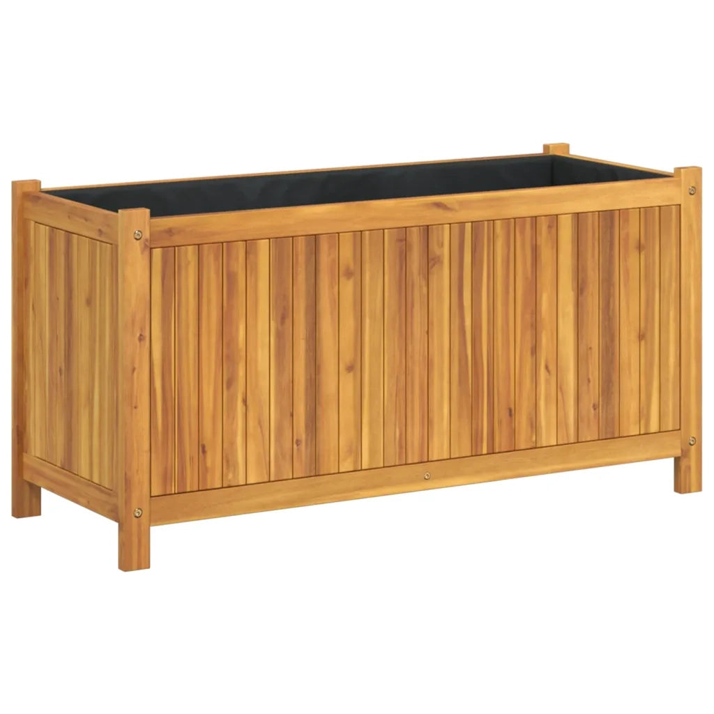 Fioriera | Cassetta per fiori | Vaso Giardino con Rivestimento 99,5x38x50cm Massello Acacia