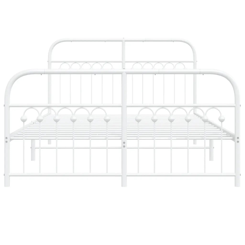 Giroletto con Testiera e Pediera Metallo Bianco 140x200 cm 376668